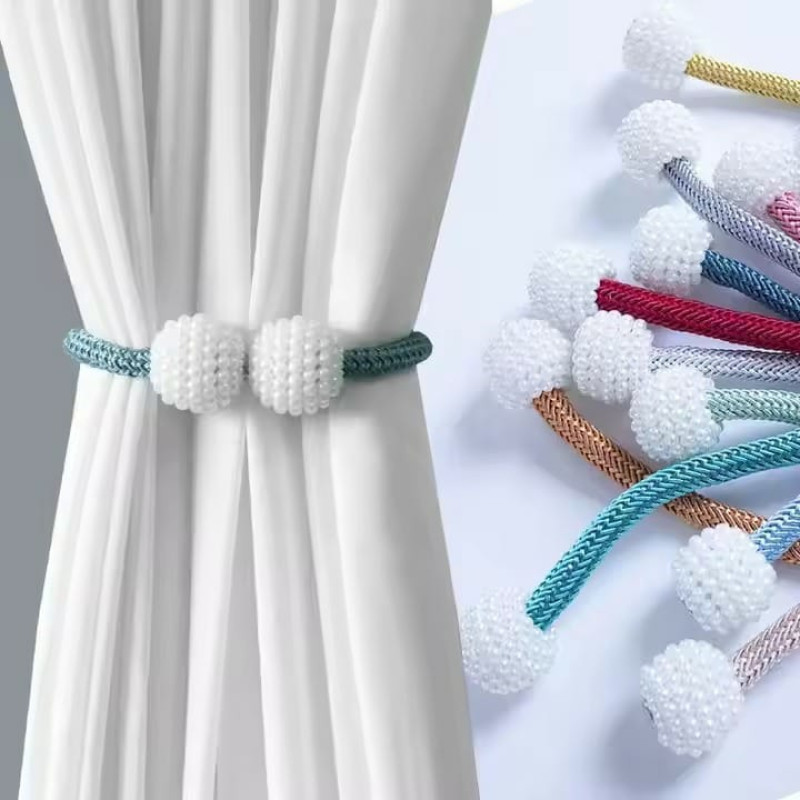 Pearl Magnetic Curtain Clips with Hanging Ball Bucikle=10 PCS