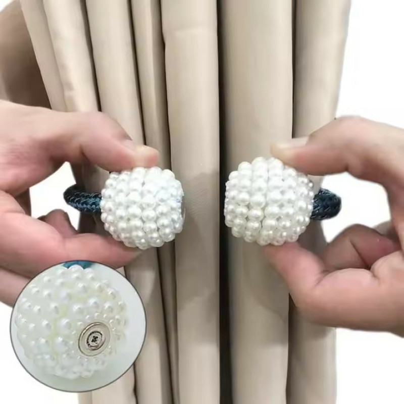 Pearl Magnetic Curtain Clips with Hanging Ball Bucikle=4 PCS